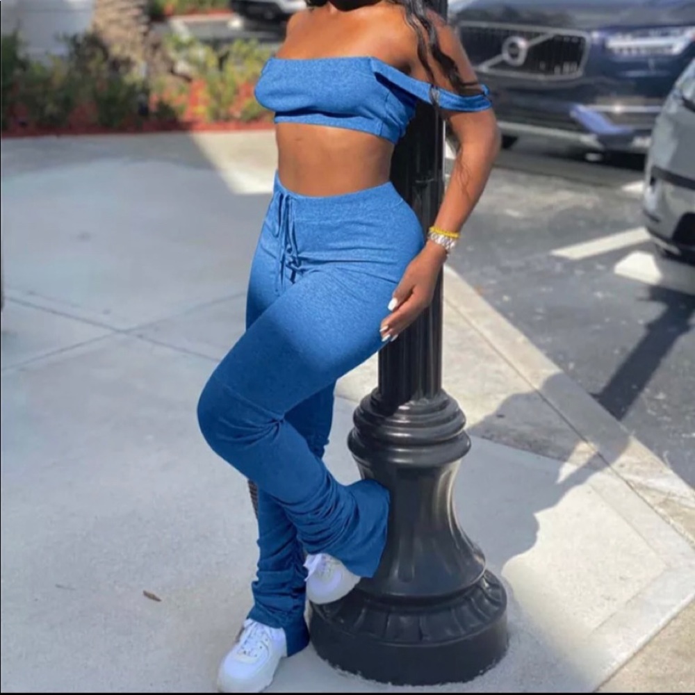 Two Piece Stacked Pants Set